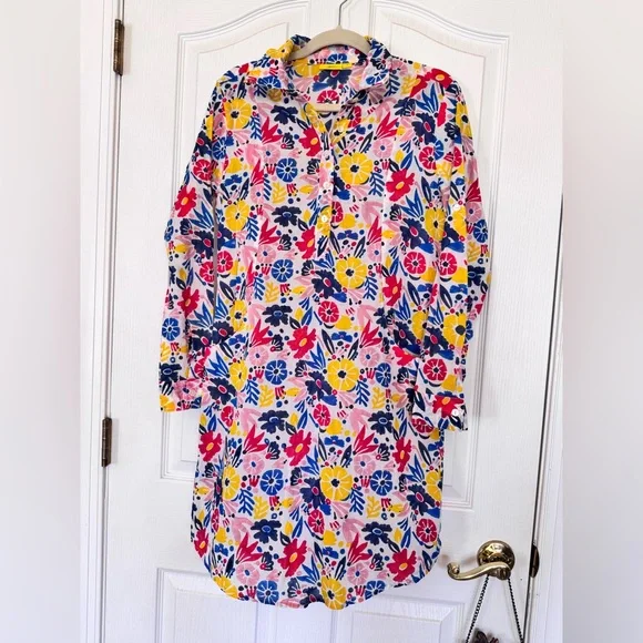 Roller Rabbit Multicolor Floral Shirt Shift Dress Size Small - Picture 1 of 10